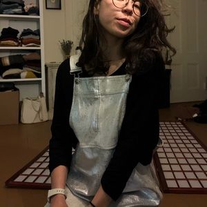 Overall dress in silver from MANGO